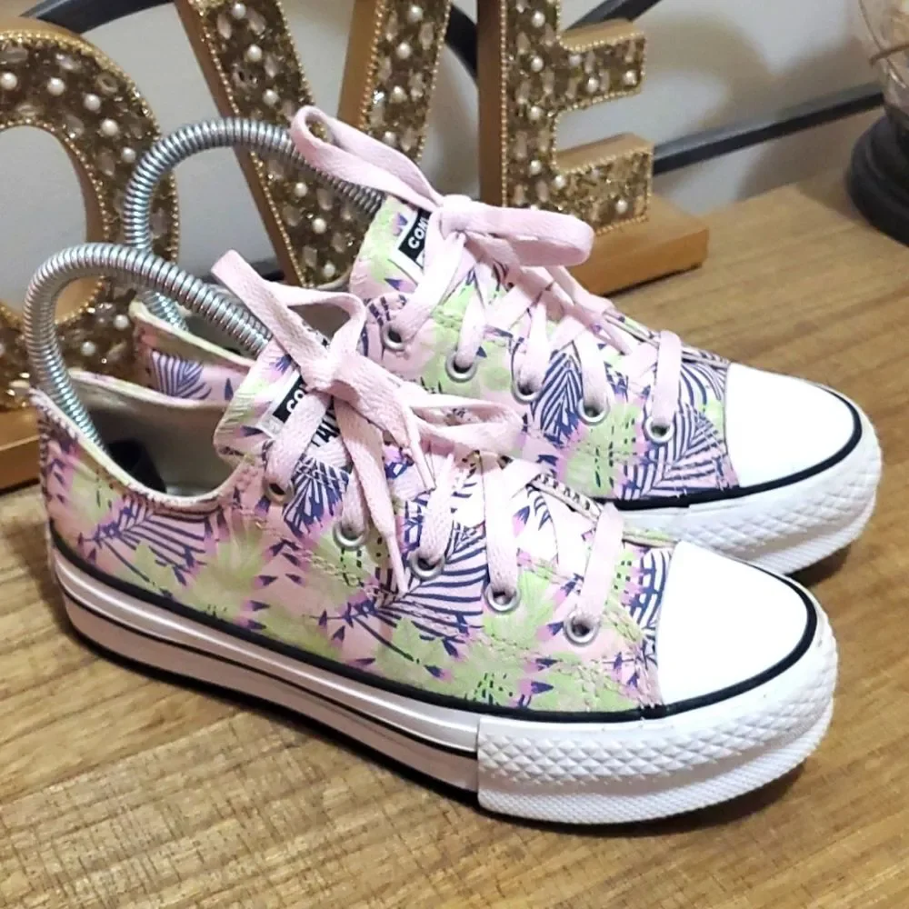 Converse Kids Chuck Taylor All Star Eva Lift Canvas Platform Pink/Green Sz 2